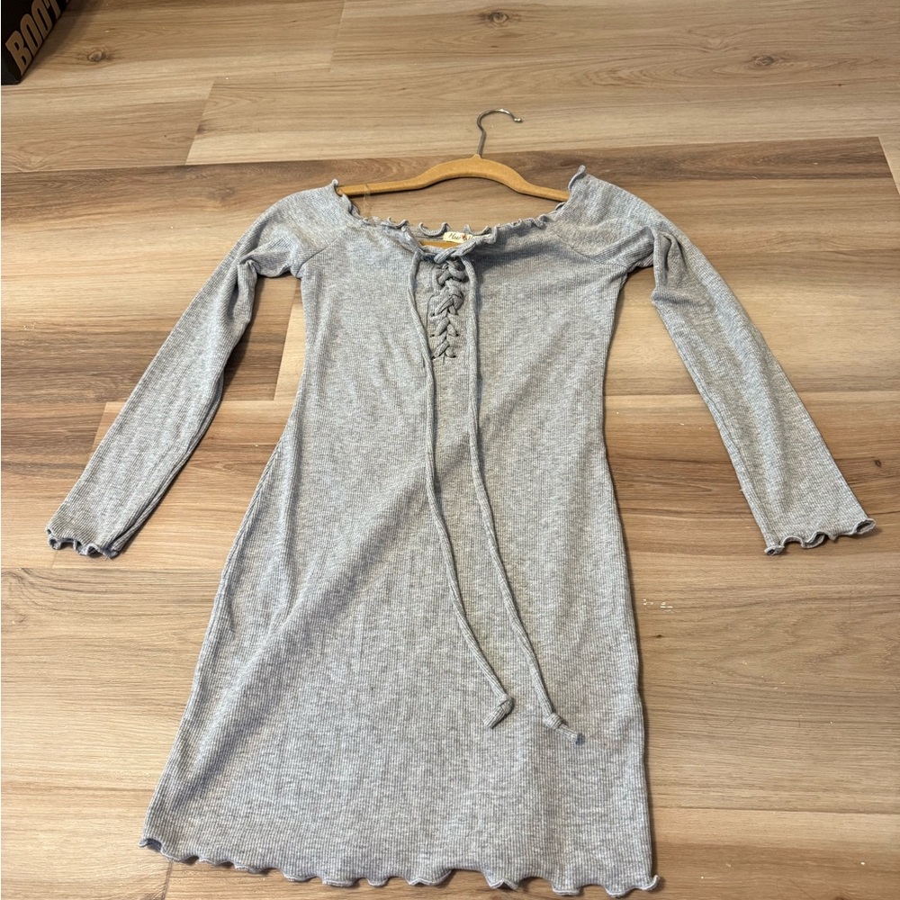 Gray Long Sleeve Dress